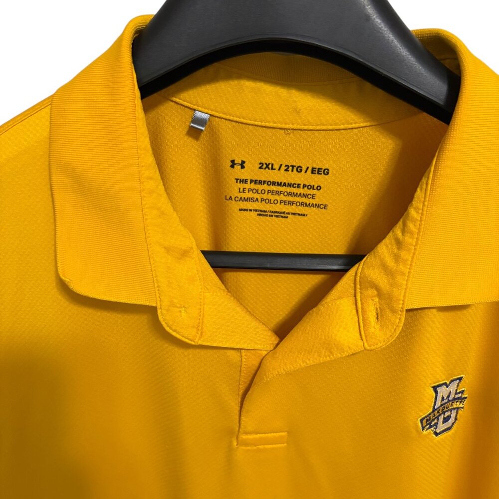 Marquette University Under Armour Performance Polo Shirt Size 2XL Gold Logo - Picture 3 of 5